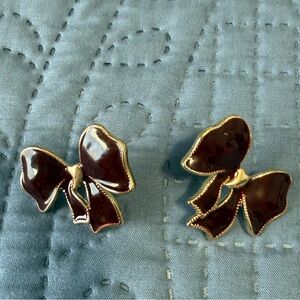 Elegant Burgundy Bow Earrings